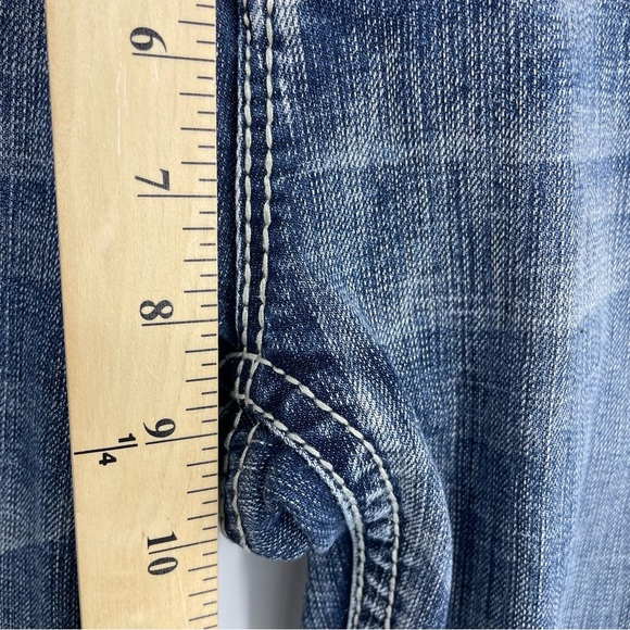 Wired Heart Womens Jeans Wide Leg Sz 34 Studded Gem Cross Back Pockets long tall - Picture 6 of 9